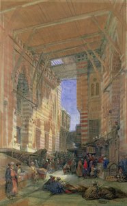 El bazar del mercero de seda de El-Ghooreeyeh, El Cairo de David Roberts